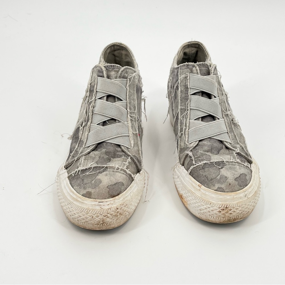 Distressed Gray Camouflage Slip-On Sneakers